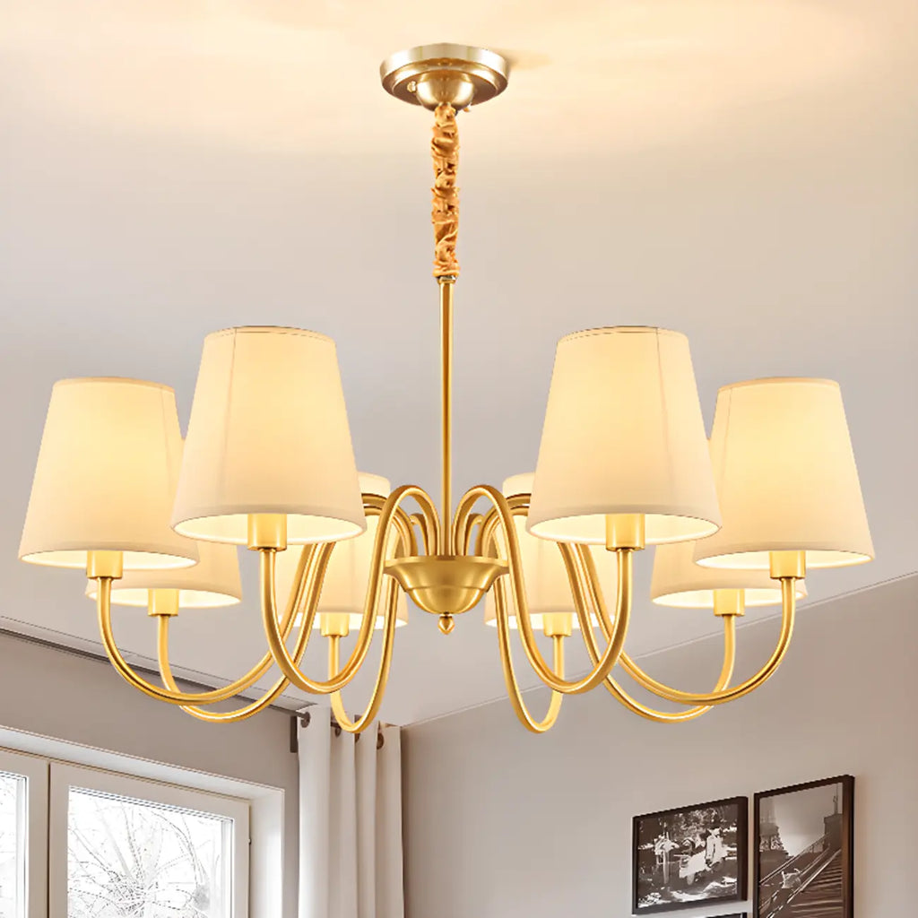Lampadario moderno a catena a 6 luci in tessuto per sala da pranzo