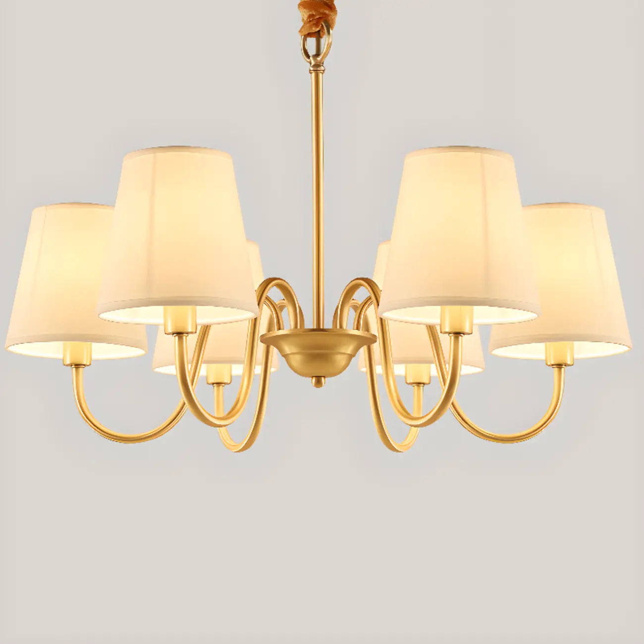 Lampadario moderno a catena a 6 luci in tessuto per sala da pranzo
