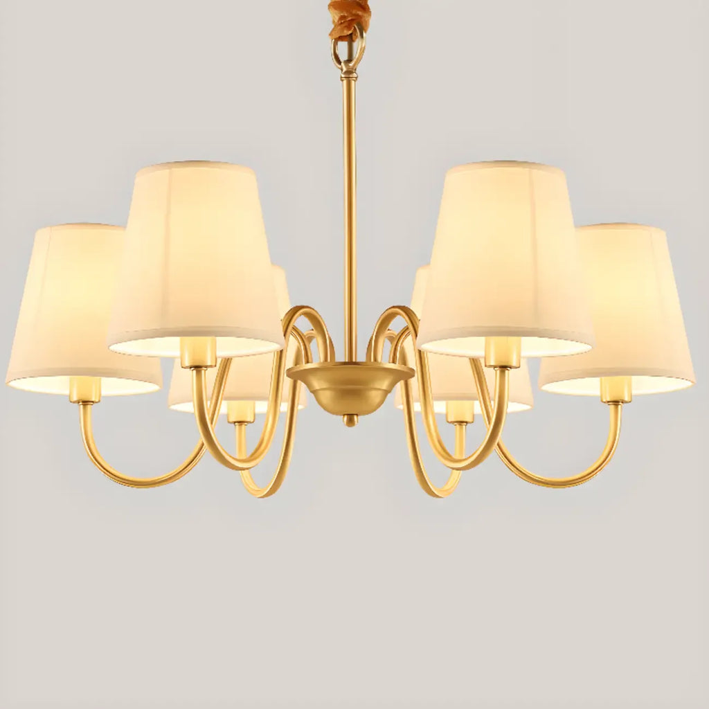Lampadario moderno a catena a 6 luci in tessuto per sala da pranzo