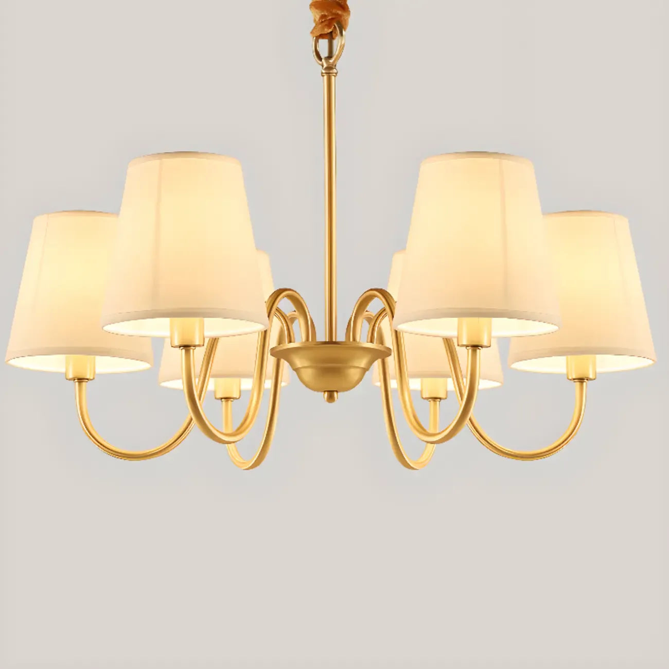 Lampadario moderno a catena a 6 luci in tessuto per sala da pranzo