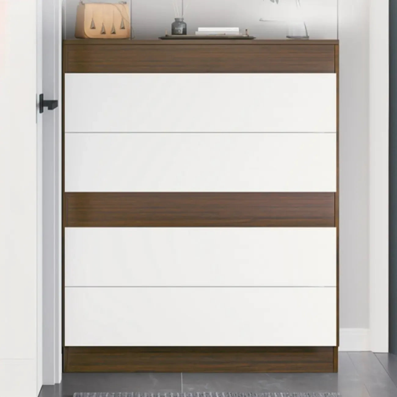 Meuble à chaussures en bois pour couloir avec portes rabattables