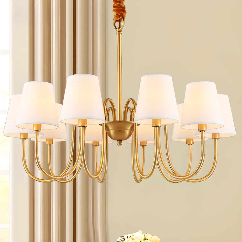 Lampadario moderno a catena a 6 luci in tessuto per sala da pranzo