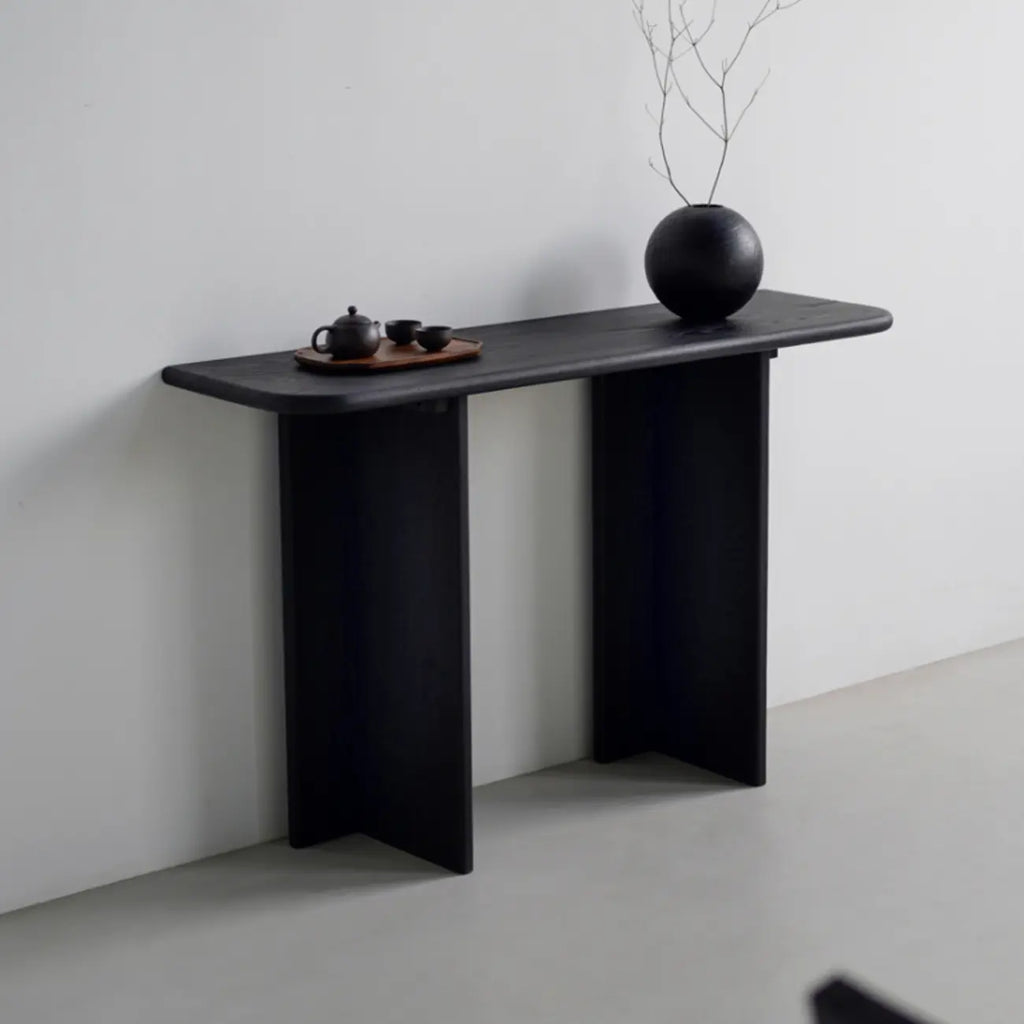 Console rectangulaire moderne en frêne noir