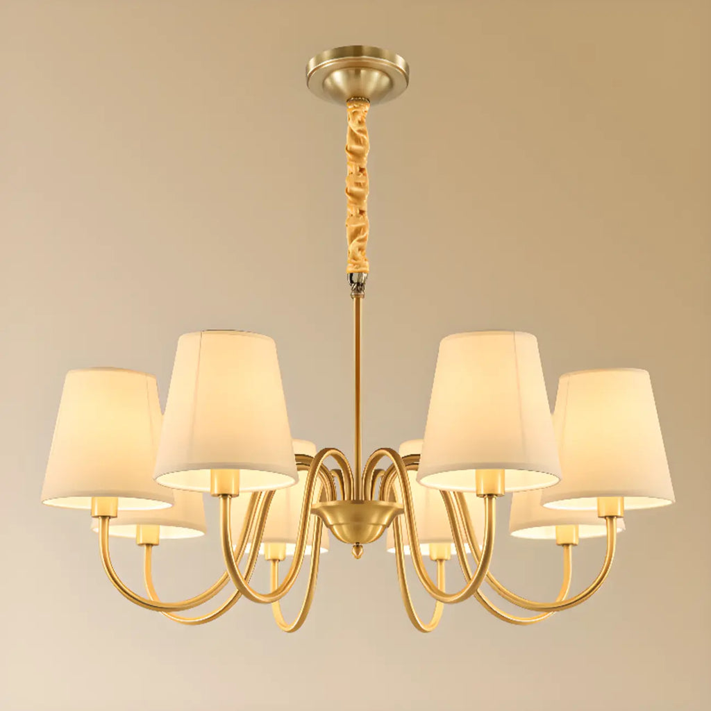 Lampadario moderno a catena a 6 luci in tessuto per sala da pranzo