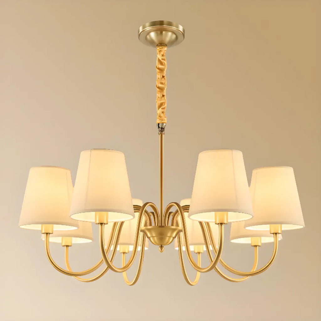 Lampadario moderno a catena a 6 luci in tessuto per sala da pranzo