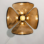 Suspension moderne en pétales de verre doré pour salon