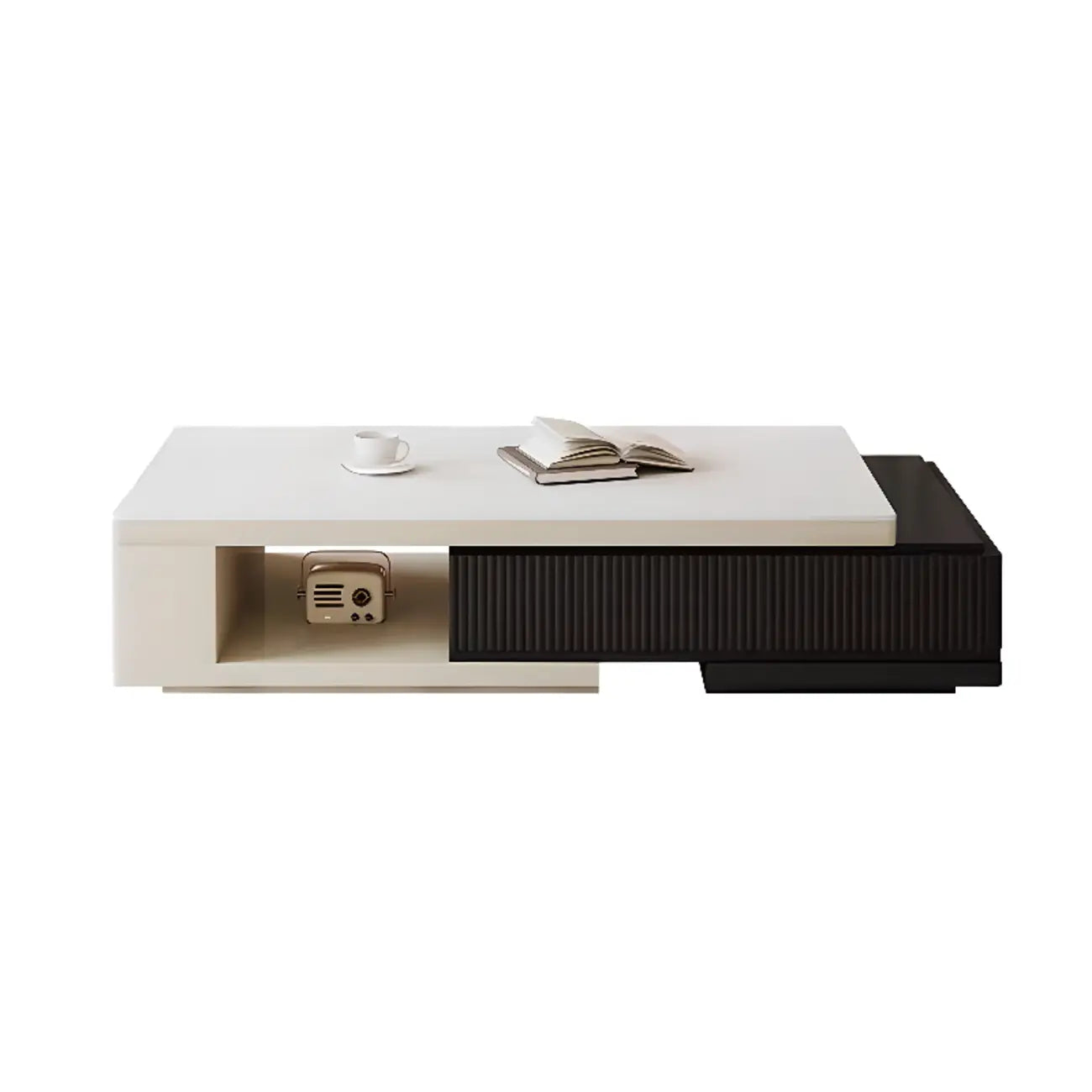 Table basse rectangulaire blanche moderne avec design extensible