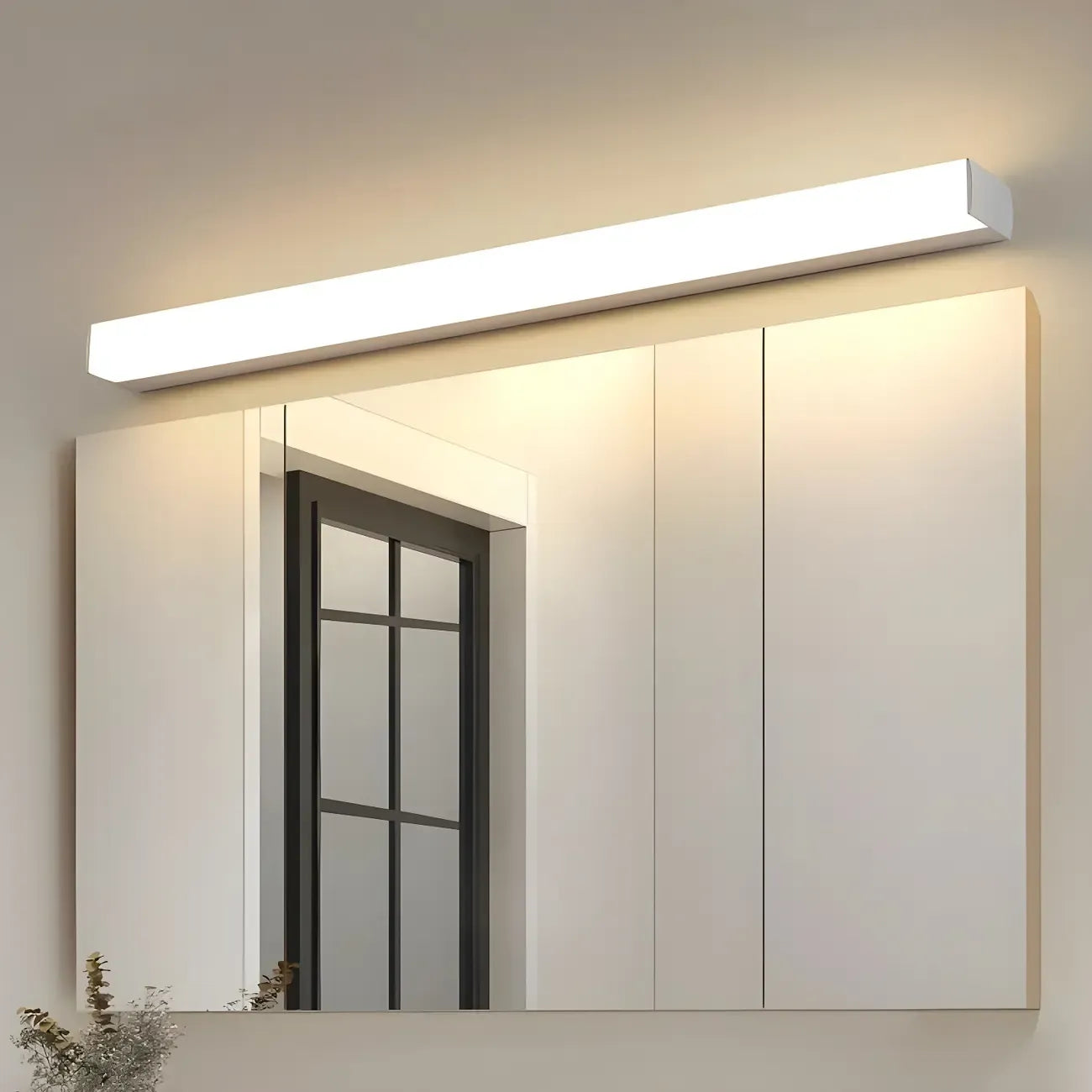 Applique murale LED blanche linéaire moderne à intensité variable pour salle de bain