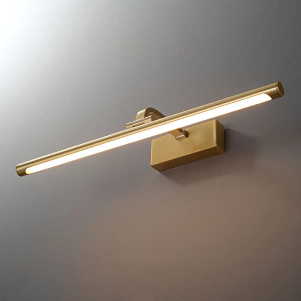 Applique murale linéaire dorée pour salle de bain au-dessus du miroir