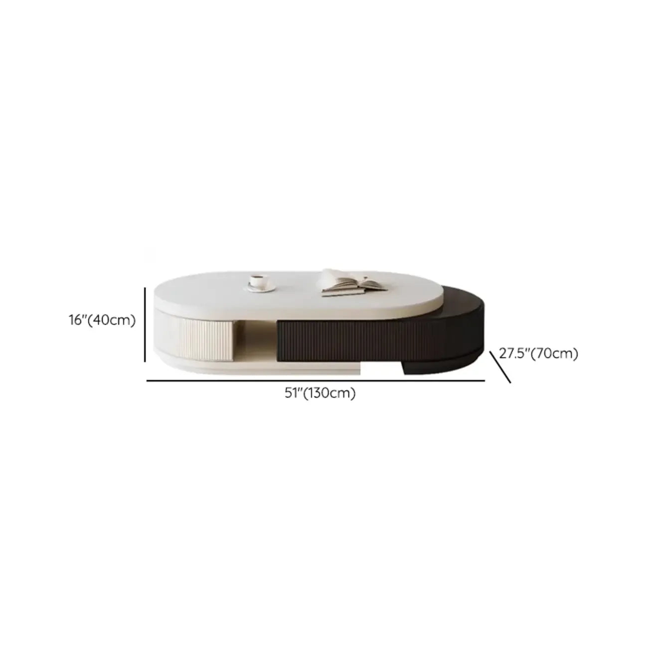 Table basse rectangulaire blanche moderne avec design extensible