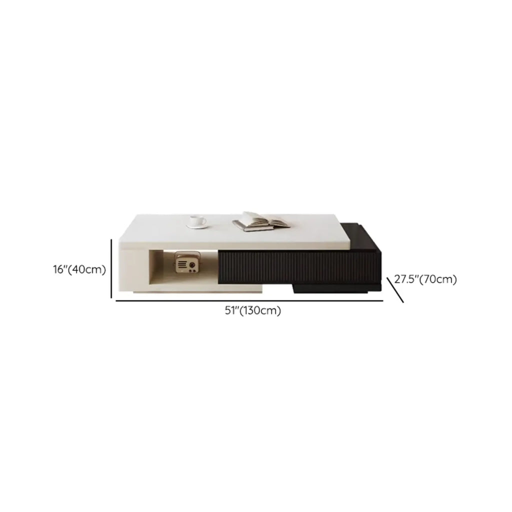 Table basse rectangulaire blanche moderne avec design extensible