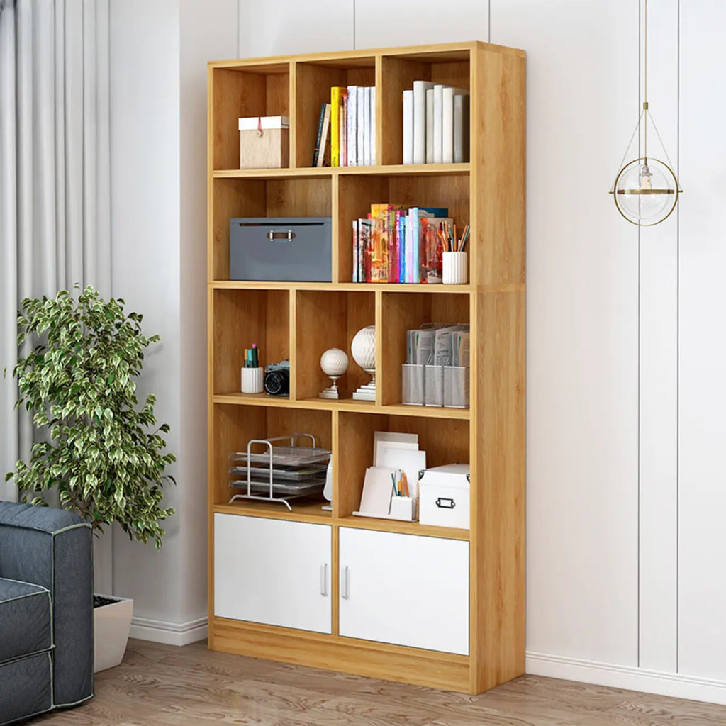 Bibliothèque en bois robuste à 5 niveaux avec armoire pour la maison