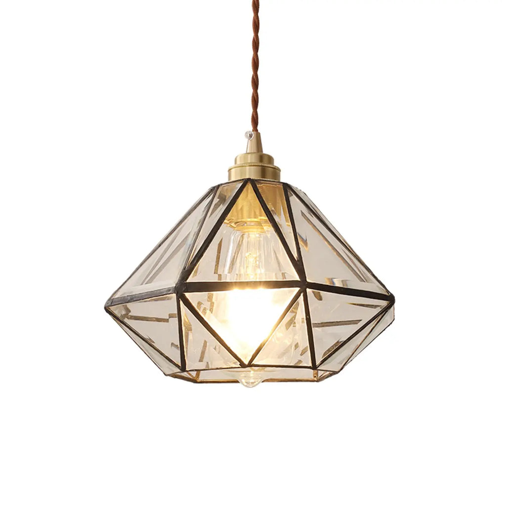 Suspension moderne en verre en forme de diamant pour salon
