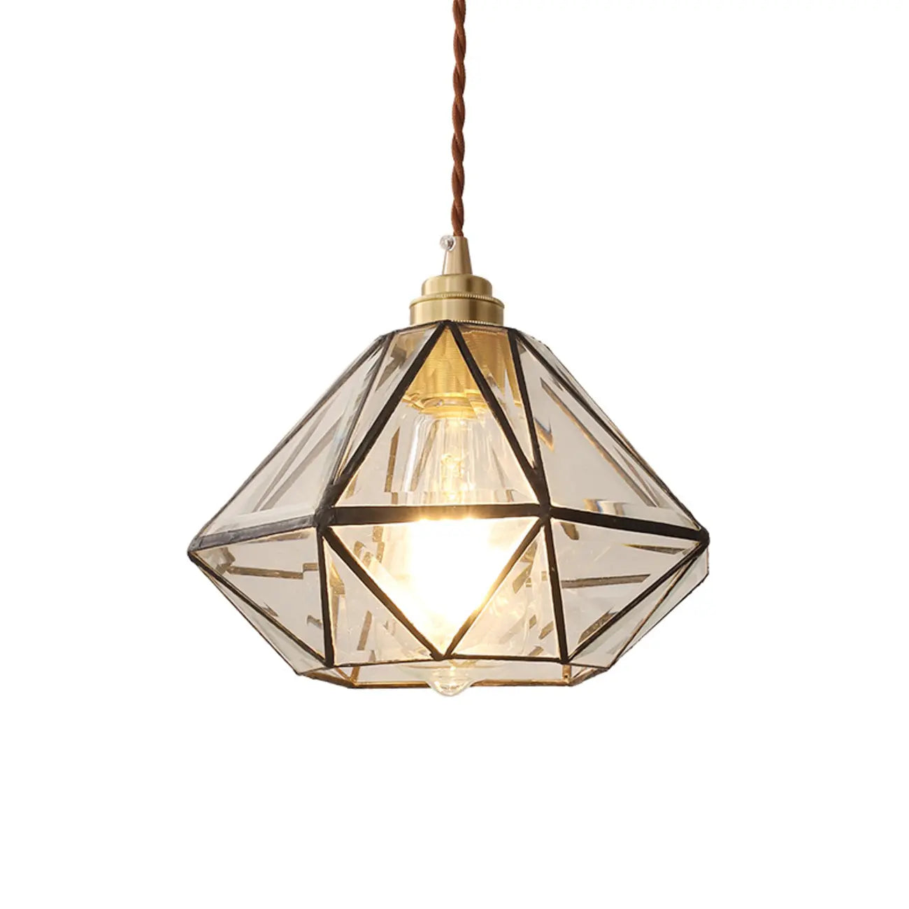 Suspension moderne en verre en forme de diamant pour salon