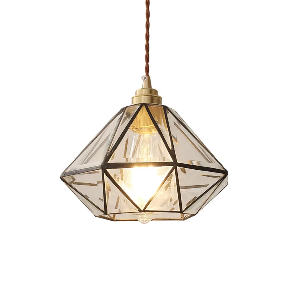 Suspension moderne en verre en forme de diamant pour salon