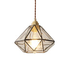 Suspension moderne en verre en forme de diamant pour salon