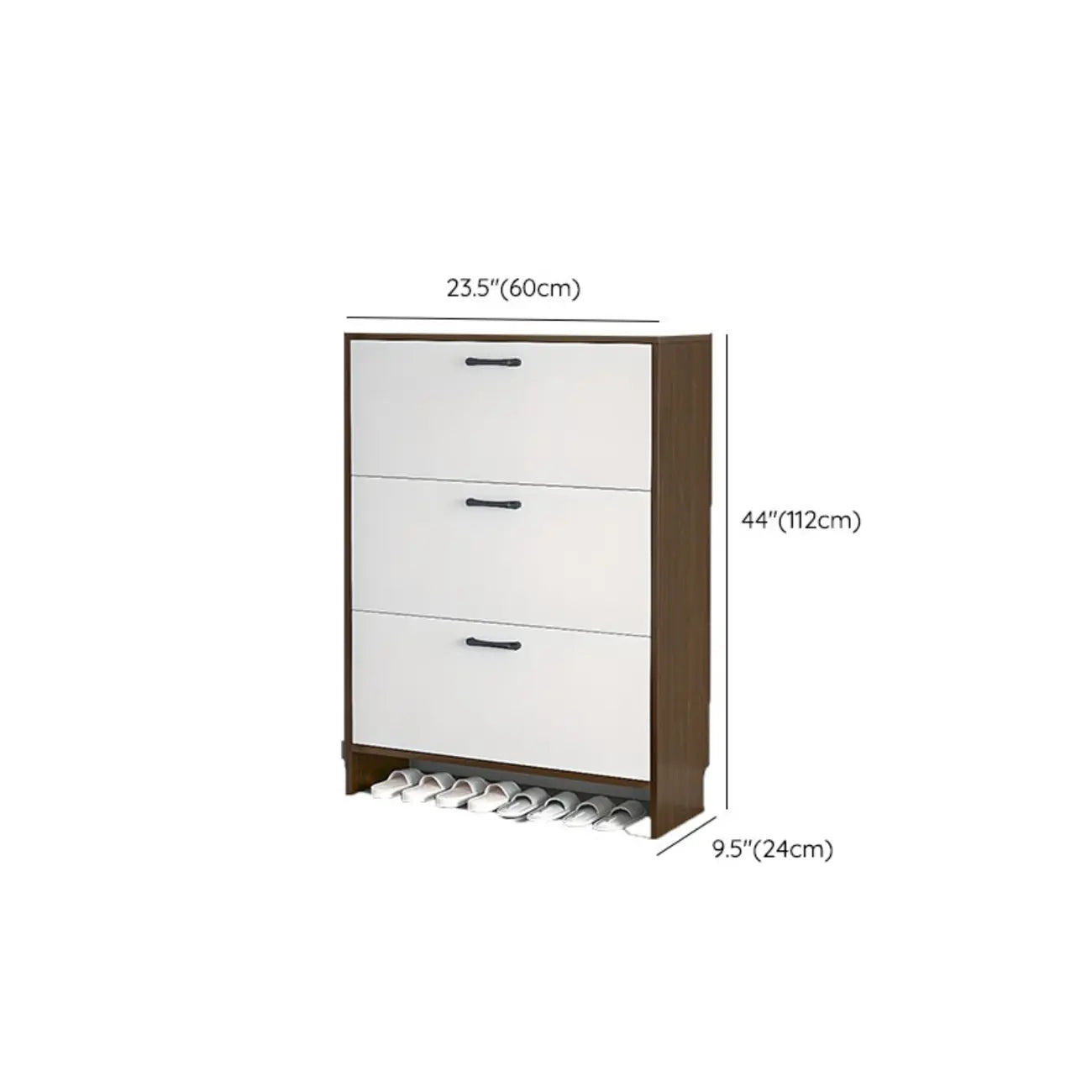 Meuble à chaussures en bois pour couloir avec portes rabattables