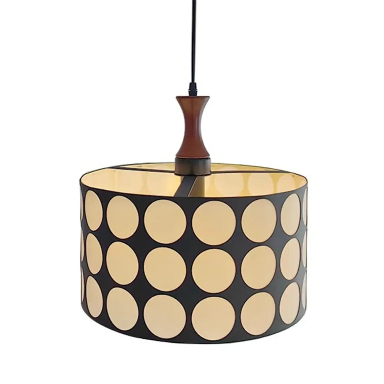 Suspension ronde noire et blanche de style français pour salon