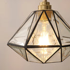 Suspension moderne en verre en forme de diamant pour salon