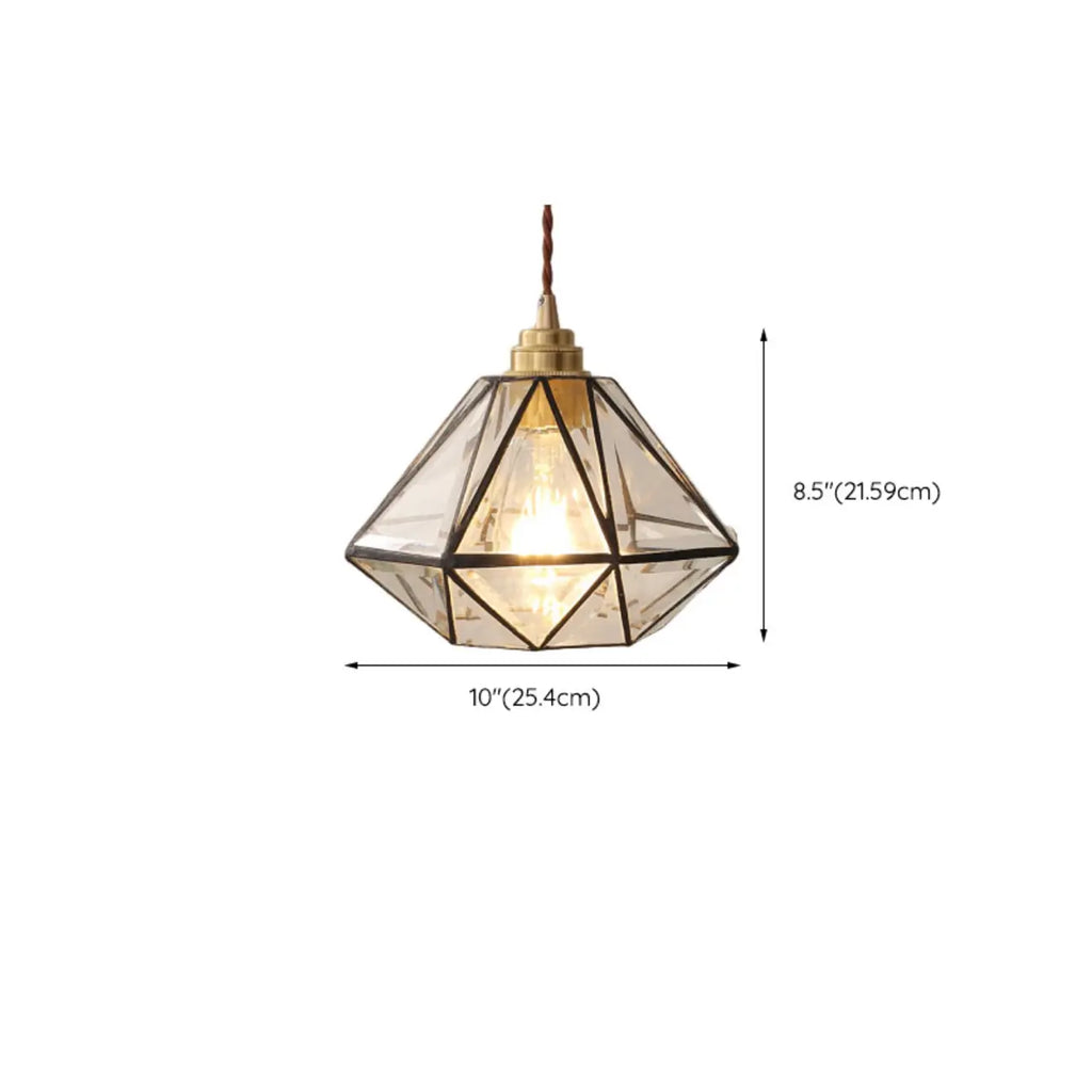 Suspension moderne en verre en forme de diamant pour salon
