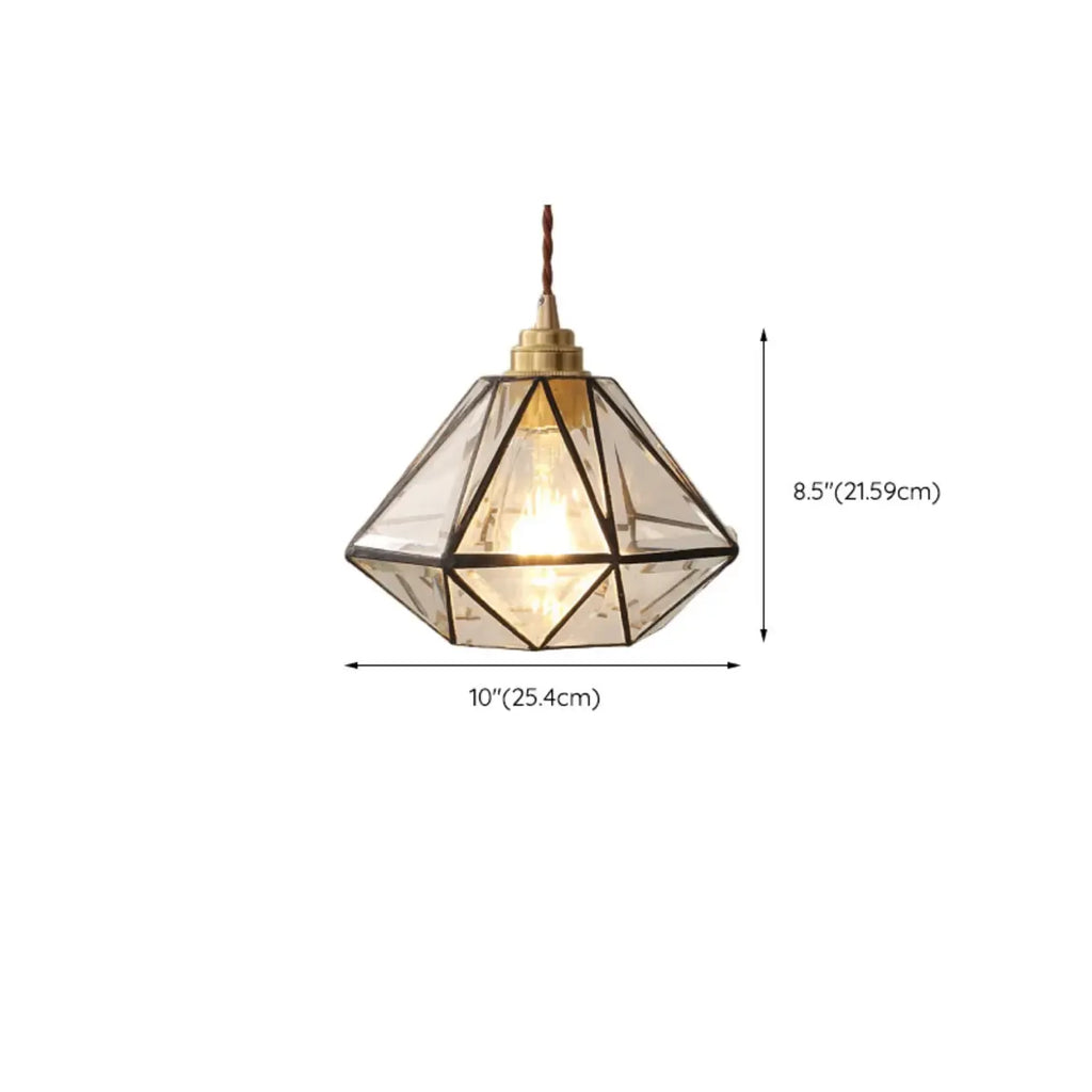 Suspension moderne en verre en forme de diamant pour salon