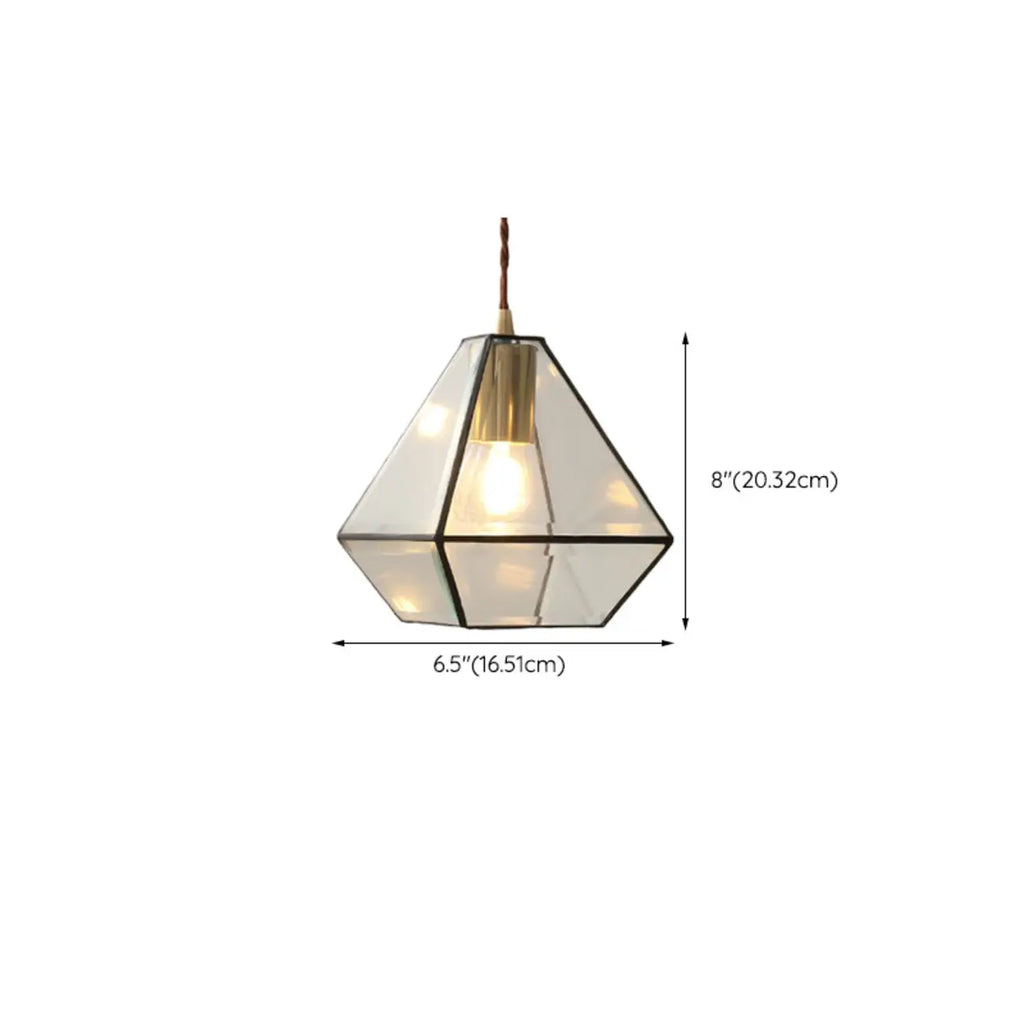 Suspension moderne en verre en forme de diamant pour salon
