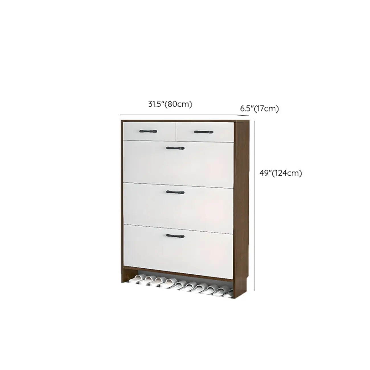 Meuble à chaussures en bois pour couloir avec portes rabattables