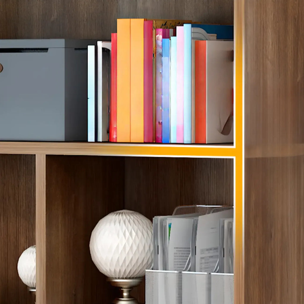 Bibliothèque en bois robuste à 5 niveaux avec armoire pour la maison