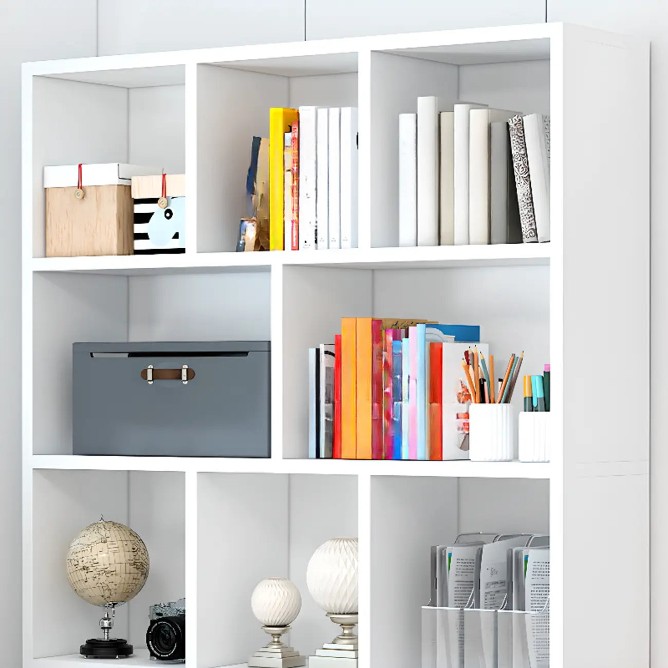 Bibliothèque en bois robuste à 5 niveaux avec armoire pour la maison