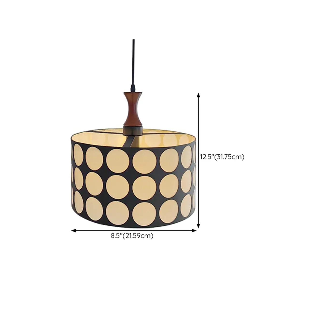 Suspension ronde noire et blanche de style français pour salon