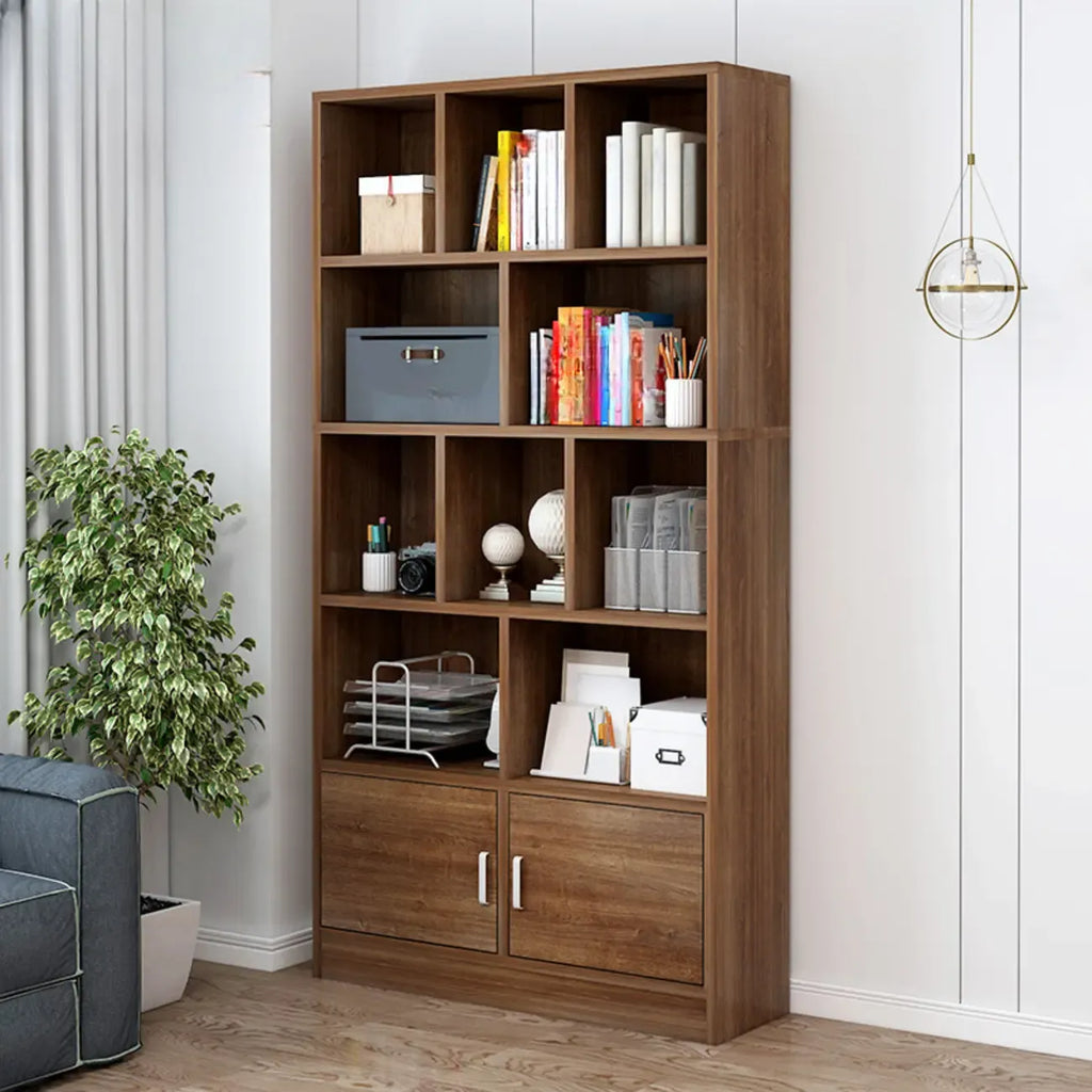 Bibliothèque en bois robuste à 5 niveaux avec armoire pour la maison