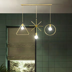 Plafoniera/Lampadario da Isola Industriale Geometria Metallica Oro a 3 Luci