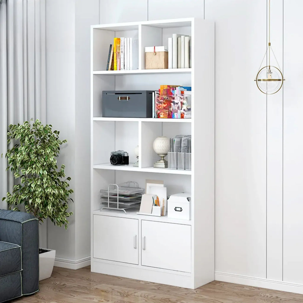 Bibliothèque en bois robuste à 5 niveaux avec armoire pour la maison