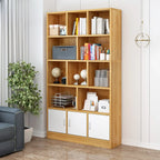 Bibliothèque en bois robuste à 5 niveaux avec armoire pour la maison