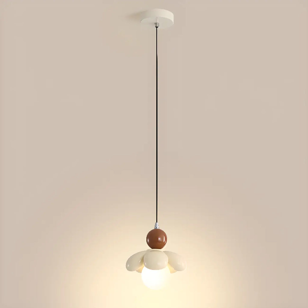 Suspension LED rose poudré avec motif floral en argile pour chevet