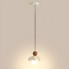 Suspension LED rose poudré avec motif floral en argile pour chevet