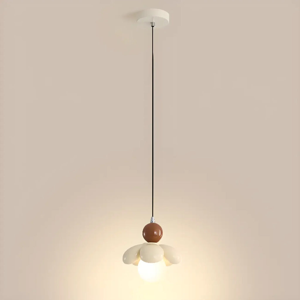 Suspension LED rose poudré avec motif floral en argile pour chevet