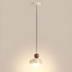 Suspension LED rose poudré avec motif floral en argile pour chevet