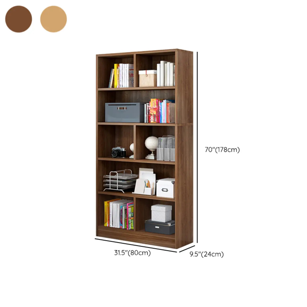 Bibliothèque en bois robuste à 5 niveaux avec armoire pour la maison