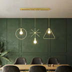 Plafoniera/Lampadario da Isola Industriale Geometria Metallica Oro a 3 Luci