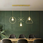 Plafoniera/Lampadario da Isola Industriale Geometria Metallica Oro a 3 Luci