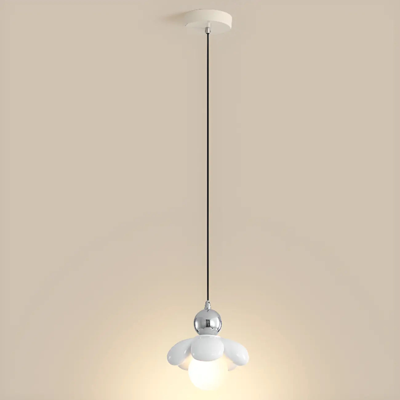 Suspension LED rose poudré avec motif floral en argile pour chevet