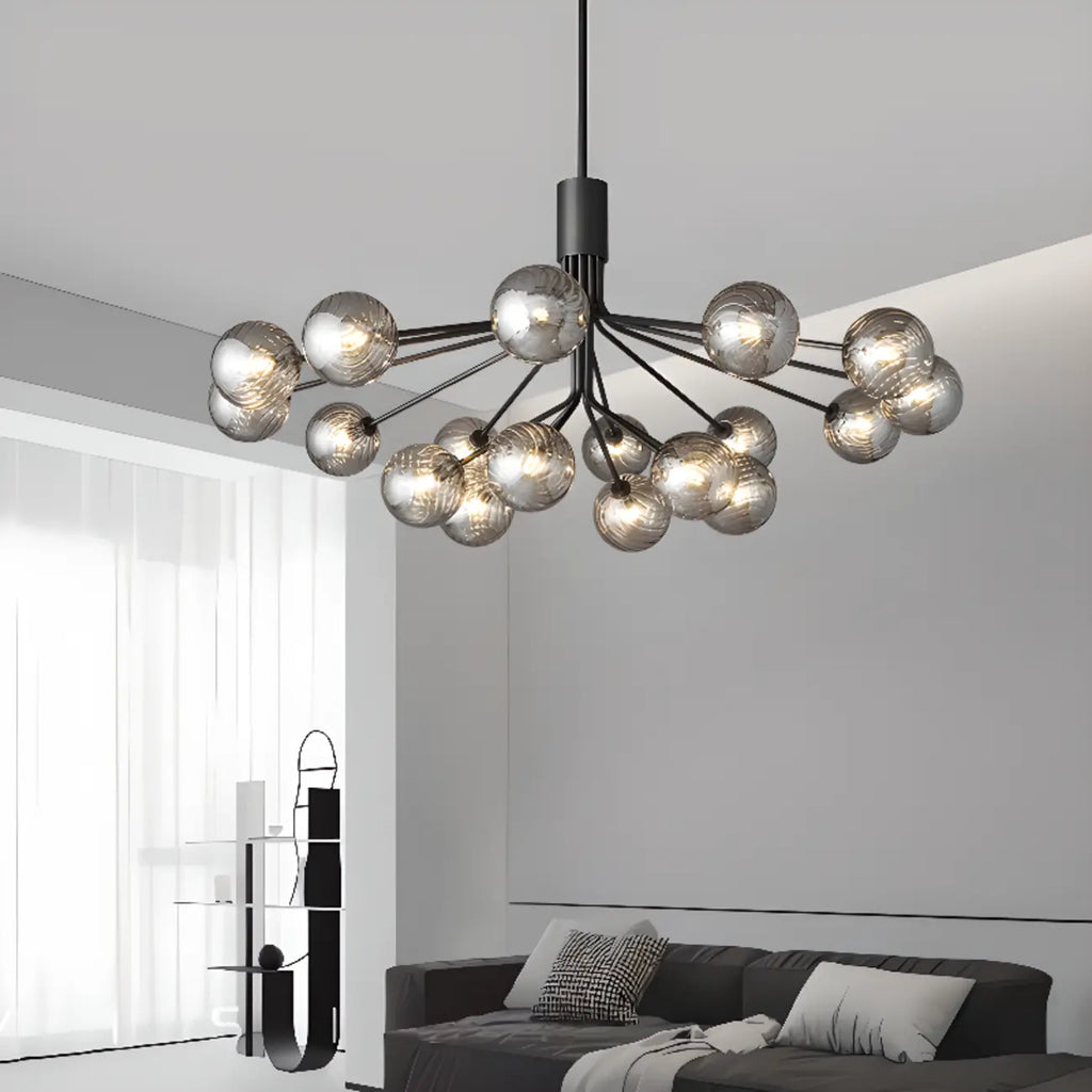 Lampadario moderno a globo a 2 livelli con lunghezza regolabile