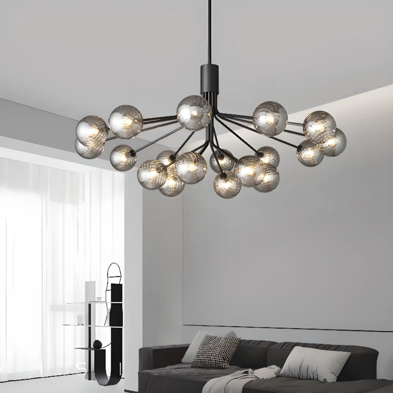 Lampadario moderno a globo a 2 livelli con lunghezza regolabile