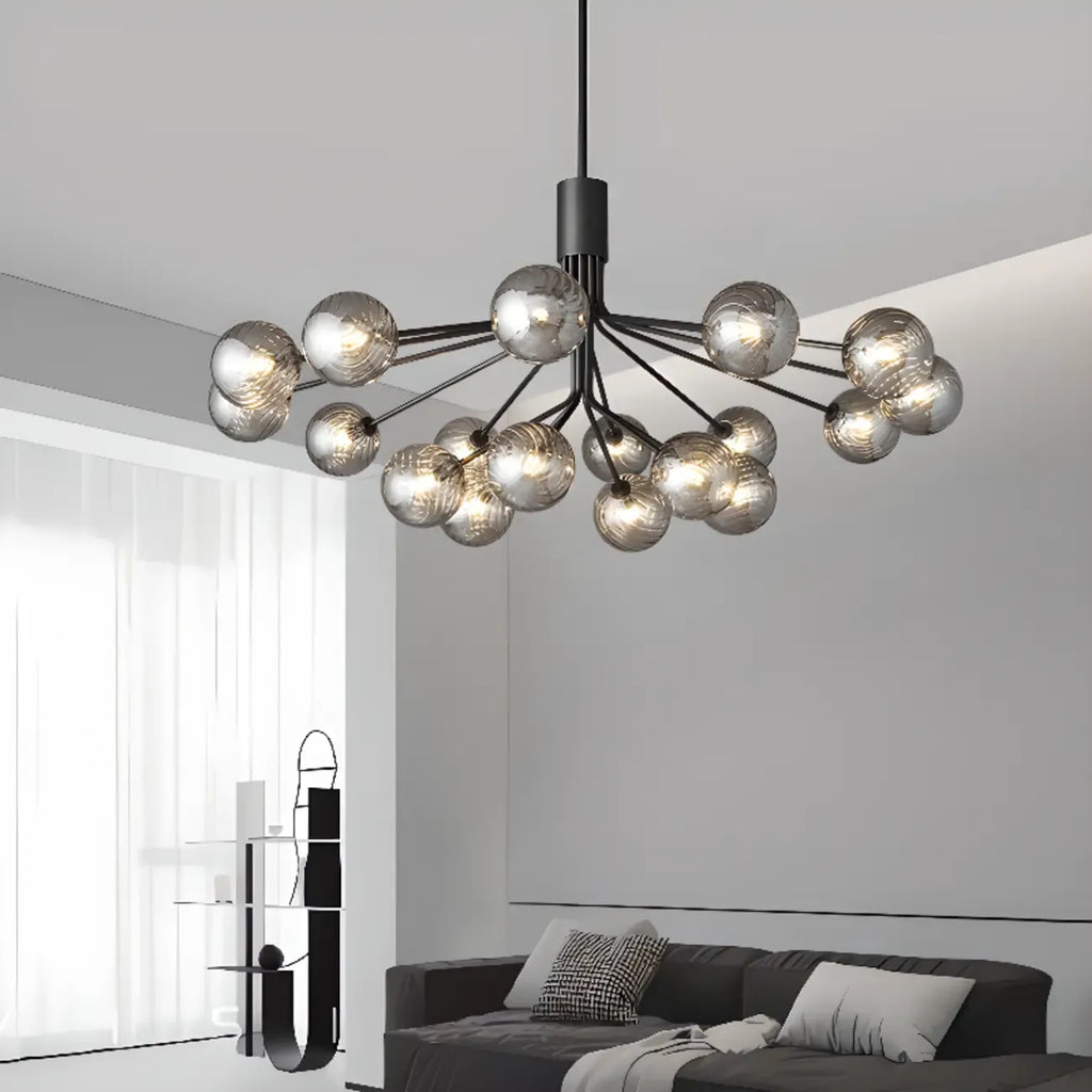 Lampadario moderno a globo a 2 livelli con lunghezza regolabile