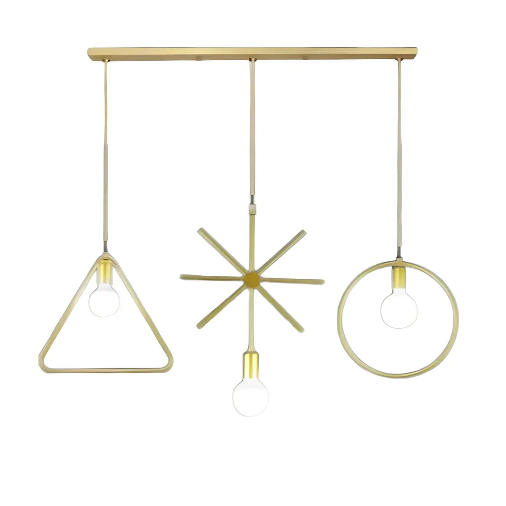 Plafoniera/Lampadario da Isola Industriale Geometria Metallica Oro a 3 Luci
