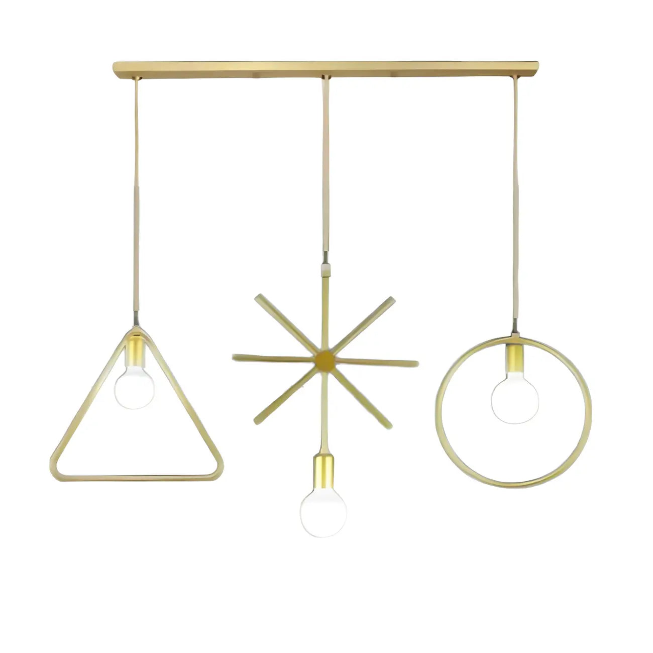 Plafoniera/Lampadario da Isola Industriale Geometria Metallica Oro a 3 Luci