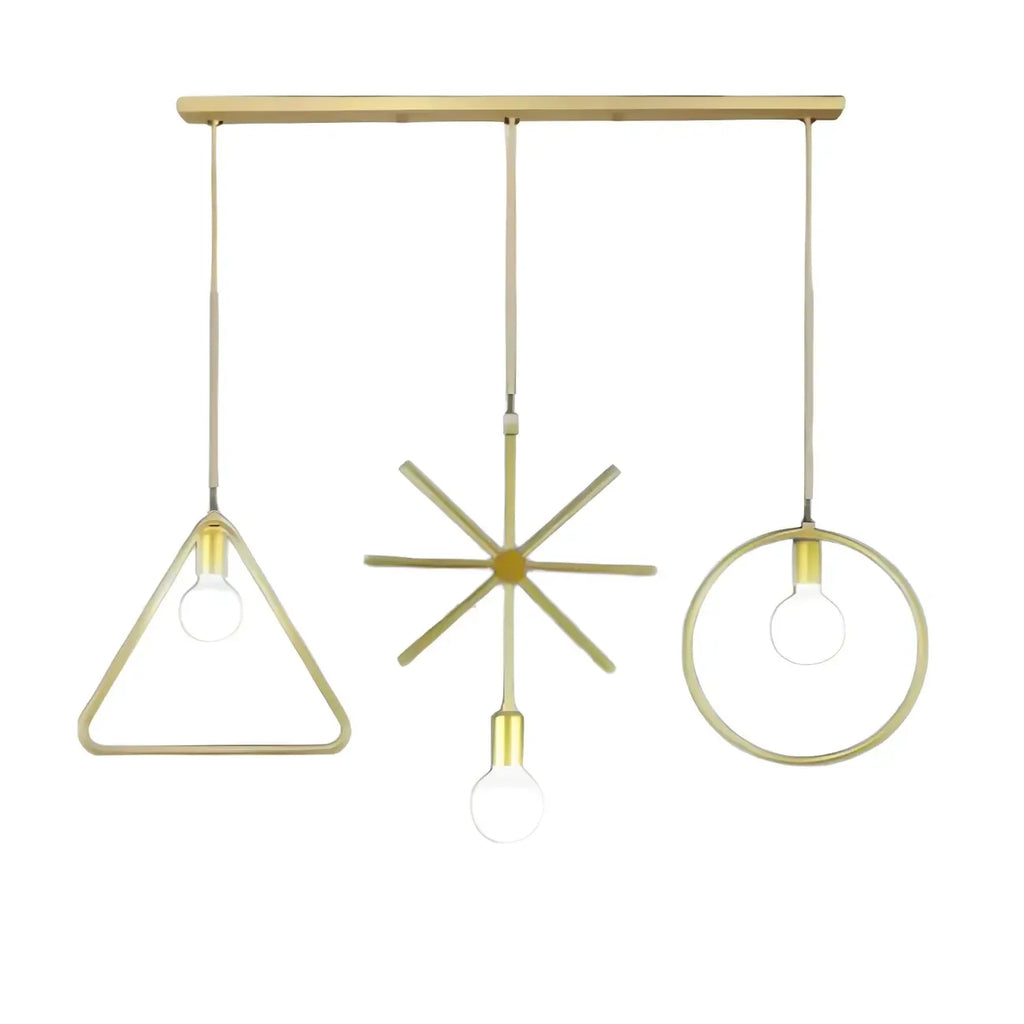 Plafoniera/Lampadario da Isola Industriale Geometria Metallica Oro a 3 Luci