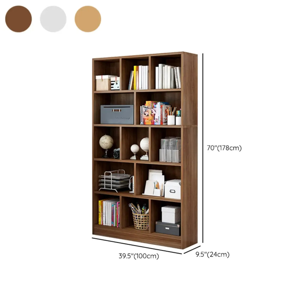 Bibliothèque en bois robuste à 5 niveaux avec armoire pour la maison