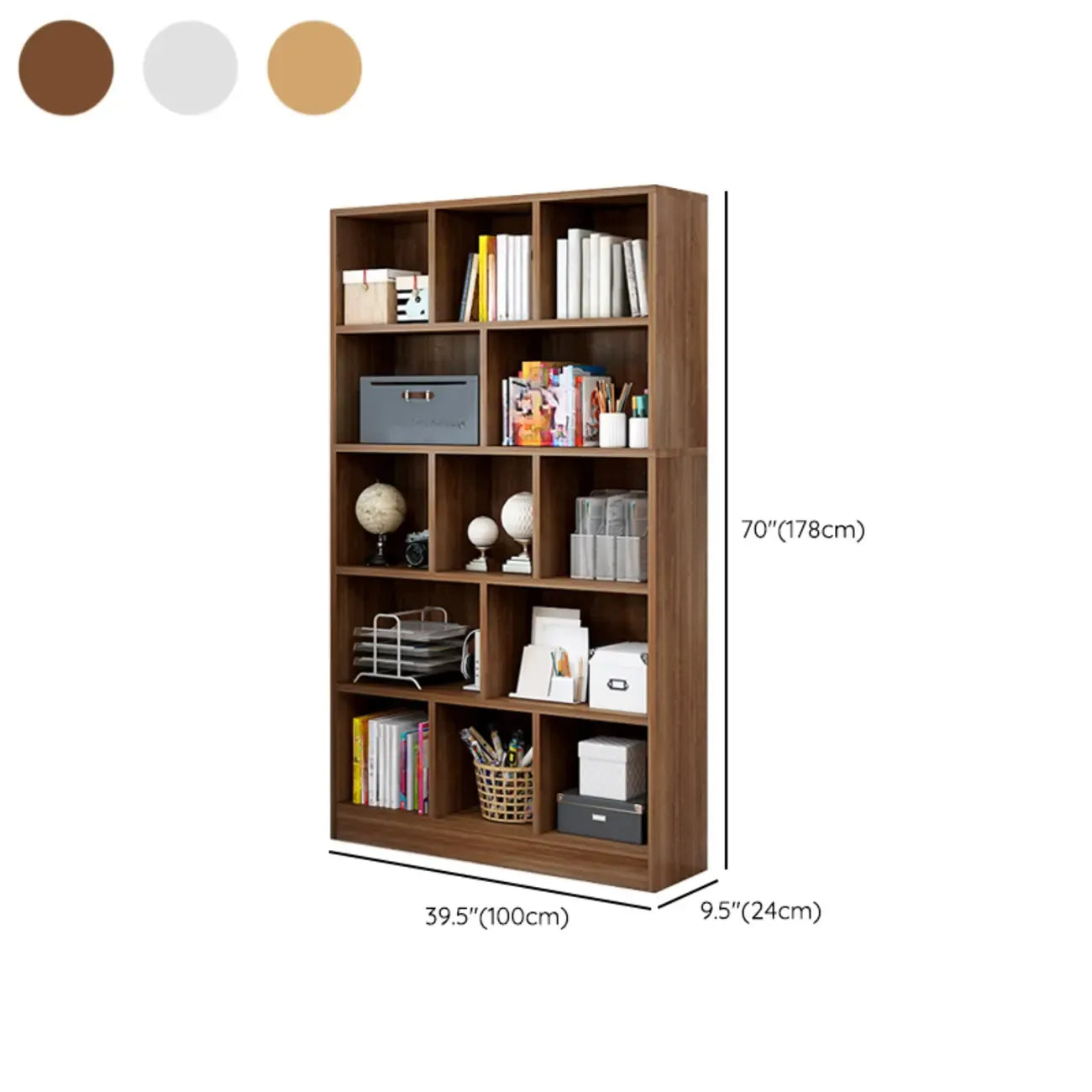 Bibliothèque en bois robuste à 5 niveaux avec armoire pour la maison